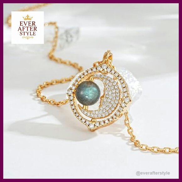 Dainty Gold Plated Necklace Rotating Pendant Minimal Elegant Everyday Jewelry - Picture 6 of 8